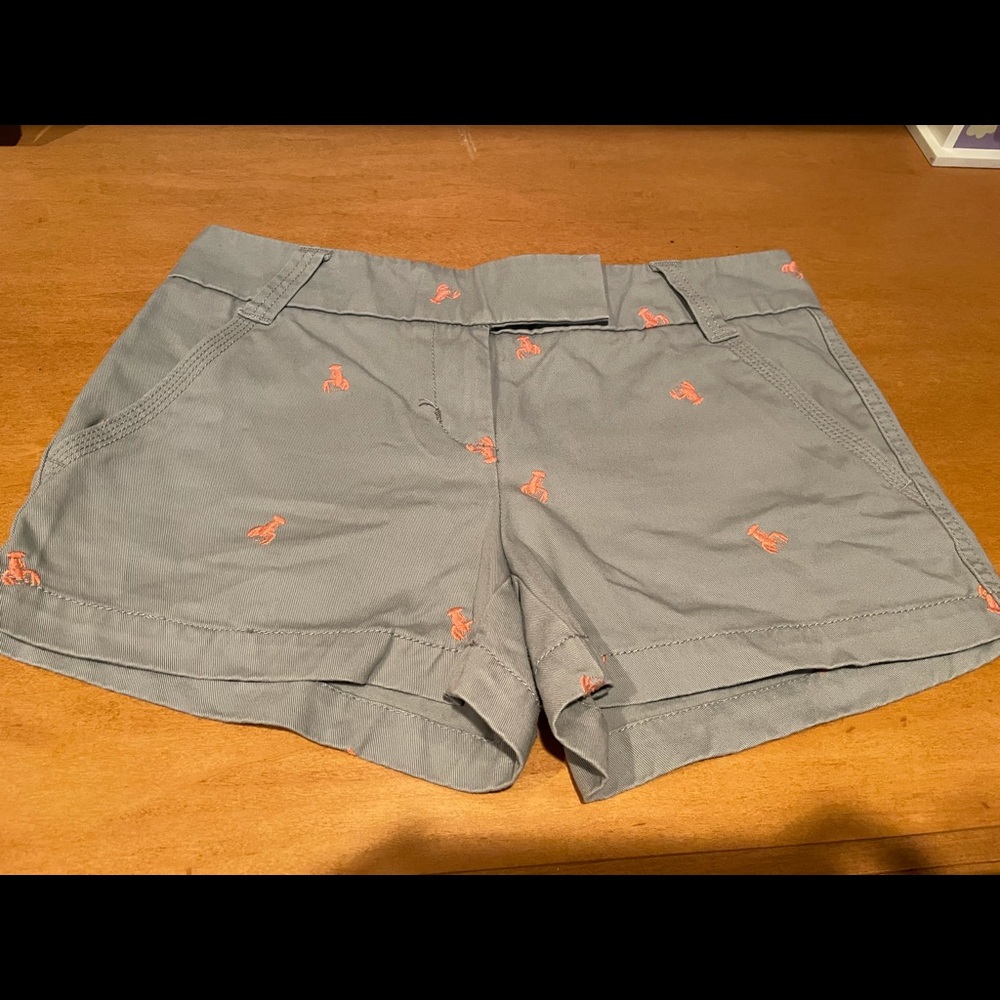 J. CREW Grey shorts with Coral Lobsters